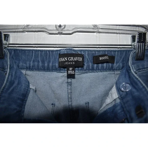 Susan Graver Bootcut Jeans Stretch Denim Dark Wash Comfort‎ Waist Womens 8P - Picture 4 of 4